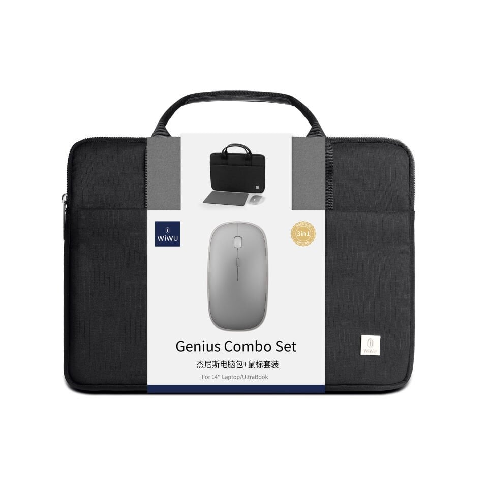 Wiwu Genius Combo 3 in 1 14'' Çanta + Mouse and Mouse Pad Siyah