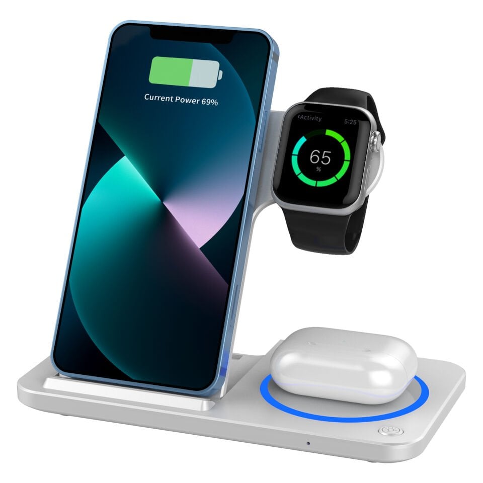 Wiwu W020 3 in 1 Kablosuz Şarj Standı - Wiwu Kıbrıs