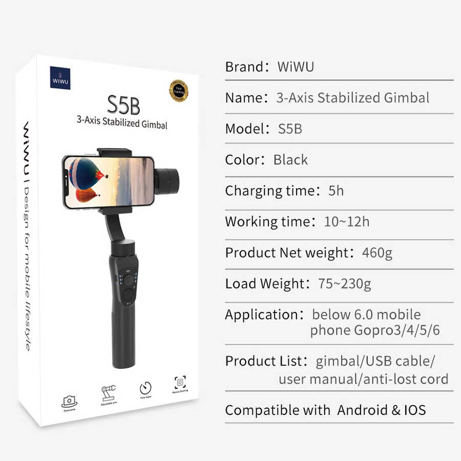 Wiwu S5B 3-Axis Gimbal Sabitleyici