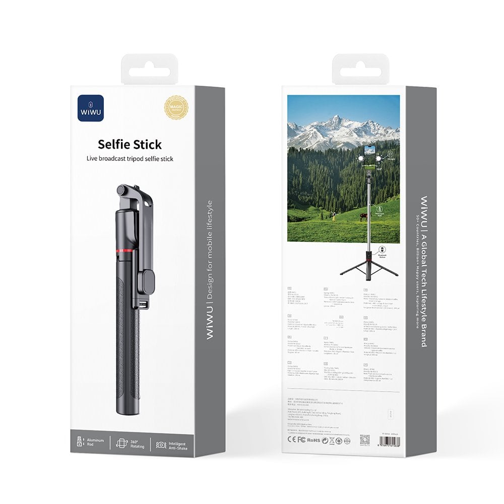 Wiwu SE012 Dolgu Işıklı Teleskopik Tripod ve Selfie Çubuğu