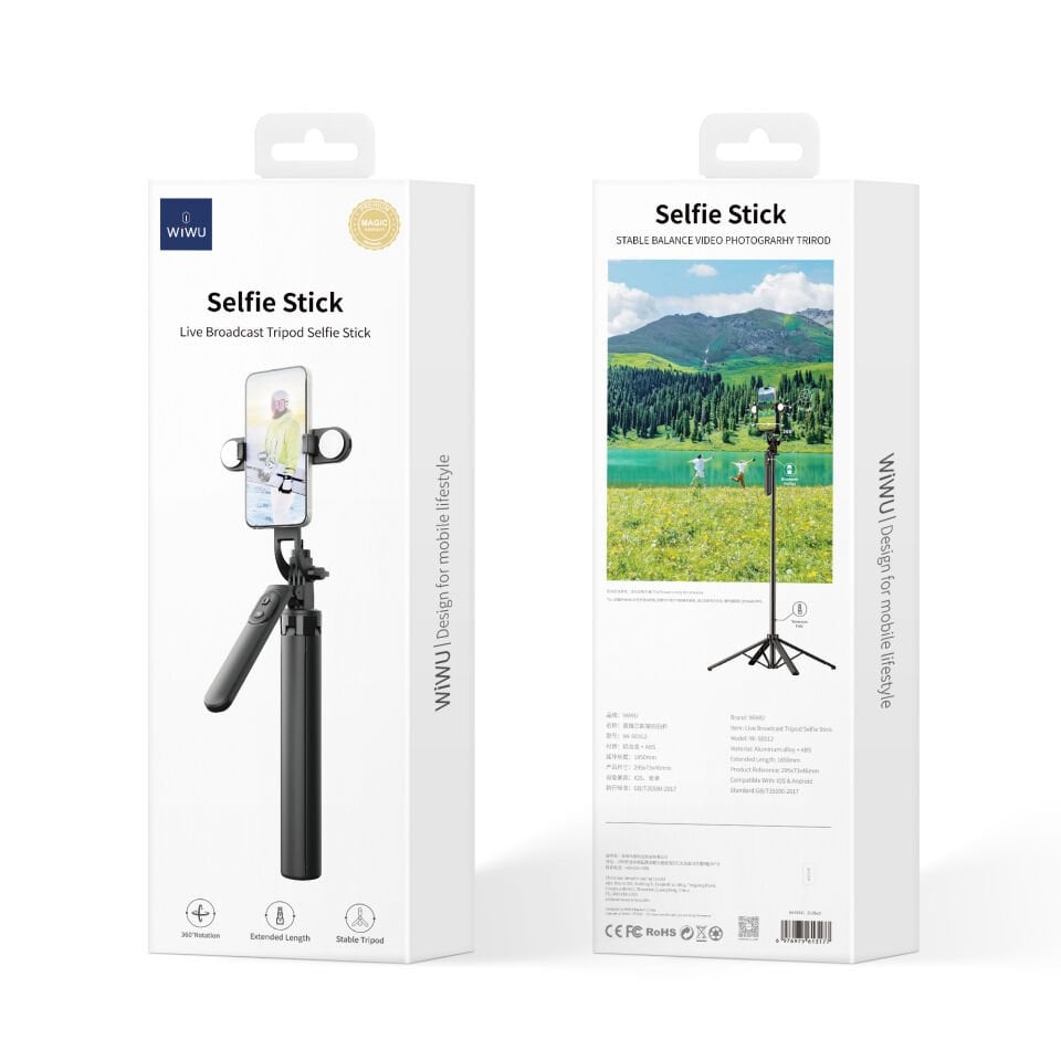 Wiwu SE015 Dolgu Işıklı Teleskopik Tripod ve Selfie Çubuğu