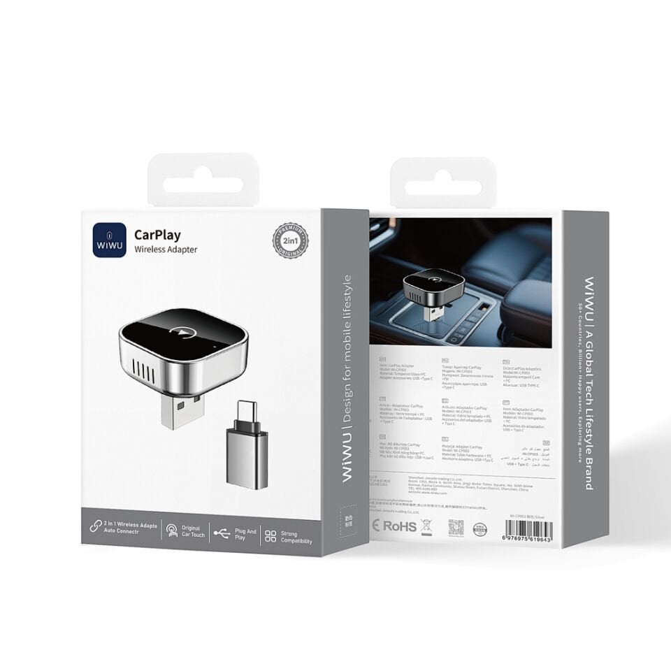 Wiwu CP003 CarPlay Dijital LED Göstergeli Bluetooth Adaptör