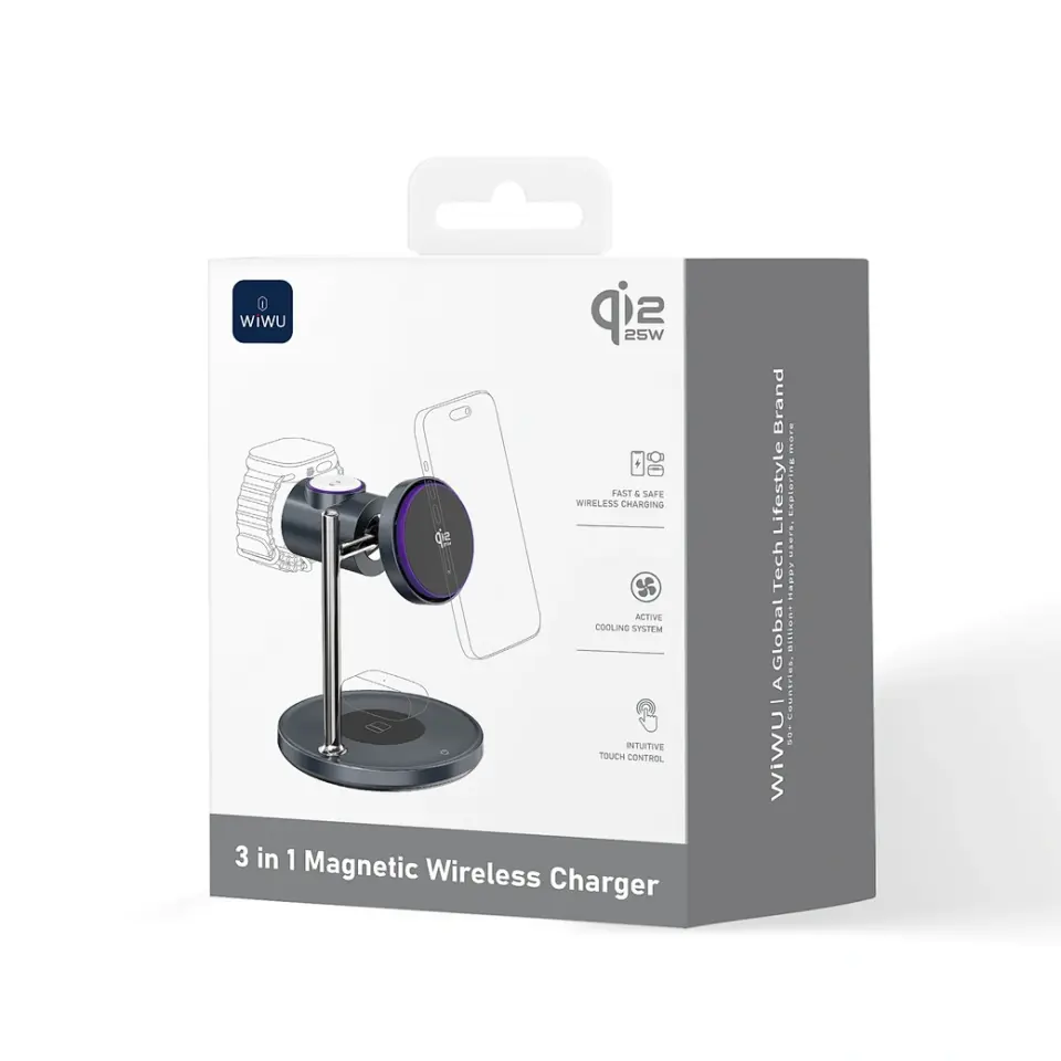 Wiwu W041 25W Qi2 Soğutma Özellikli 3in1 Şarj Standı