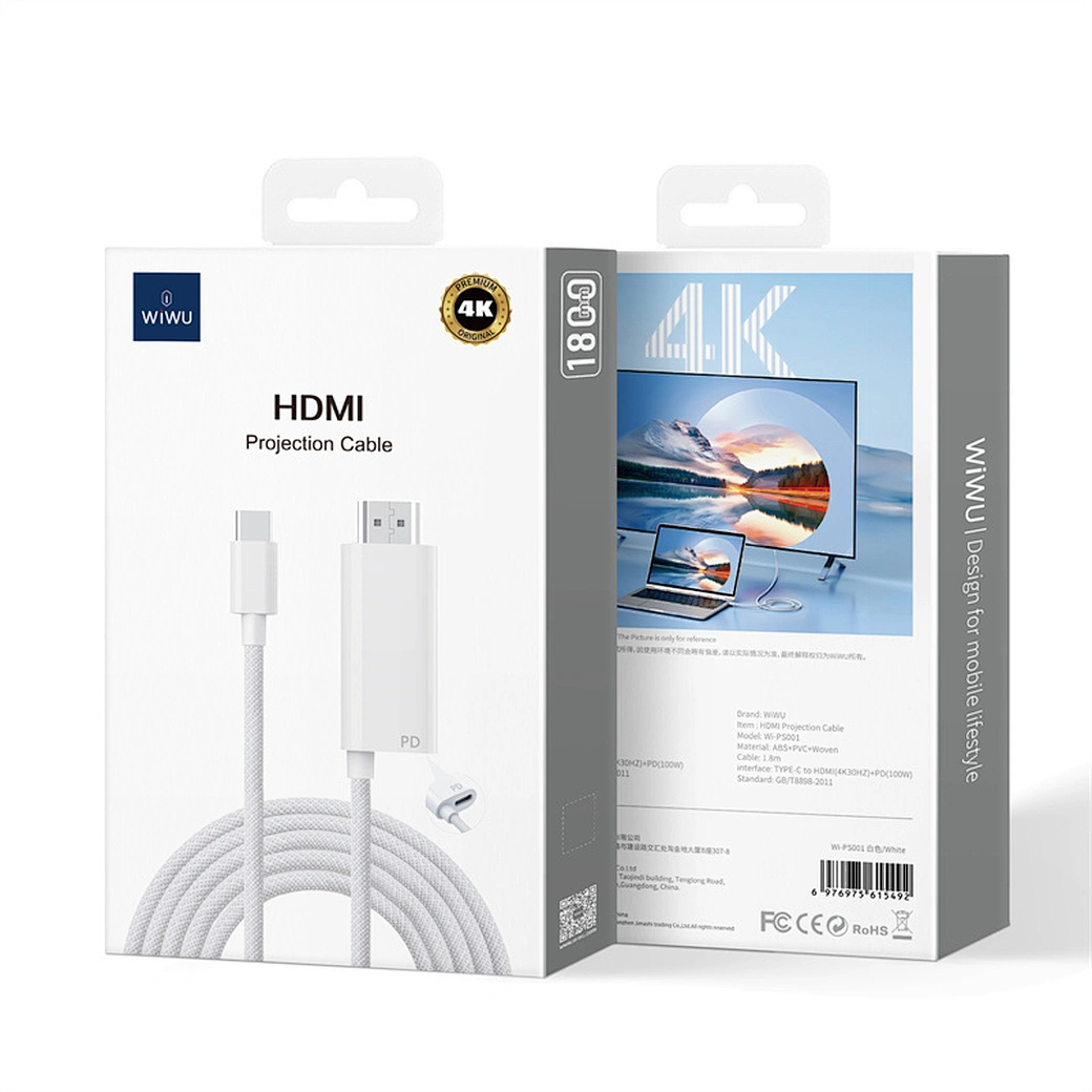Wiwu PS001 Type-C to HDMI PD Şarj ve Projeksiyon Kablosu