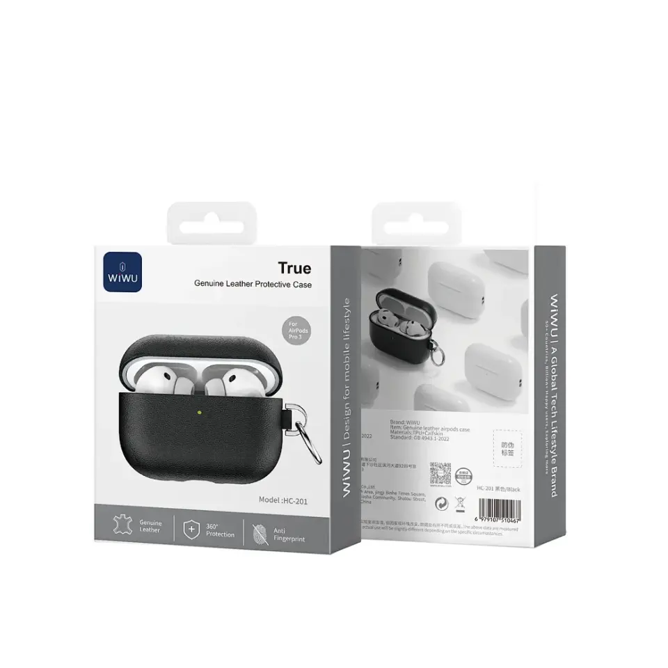 Wiwu HC-201 AirPods Pro3 Siyah Deri Kılıf